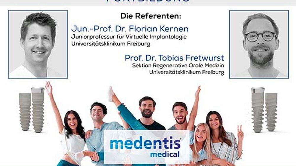 Prof. Dr. Tobias Fretwurst und Jun.-Prof.Dr. Florian Kernen vom Universitätsklinikum Freiburg werden durch das Seminar leiten und die Implantation Schritt für Schritt erklären.