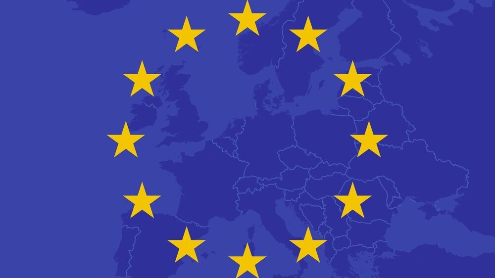 Karte von Ländern in Europa mit dem Symbol der Europäischen Union