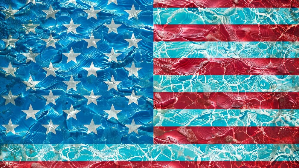 US-Flagge unter Wasser