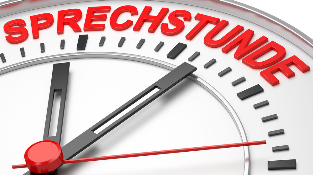 Zifferblatt Sprechstunde Sprechzeiten
