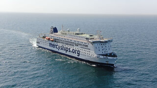 The Global Mercy during her Sea Trials.