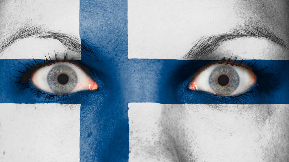 Close up of eyes with flag Finnland