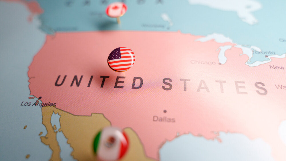 Map USA, Kanada, Mexiko