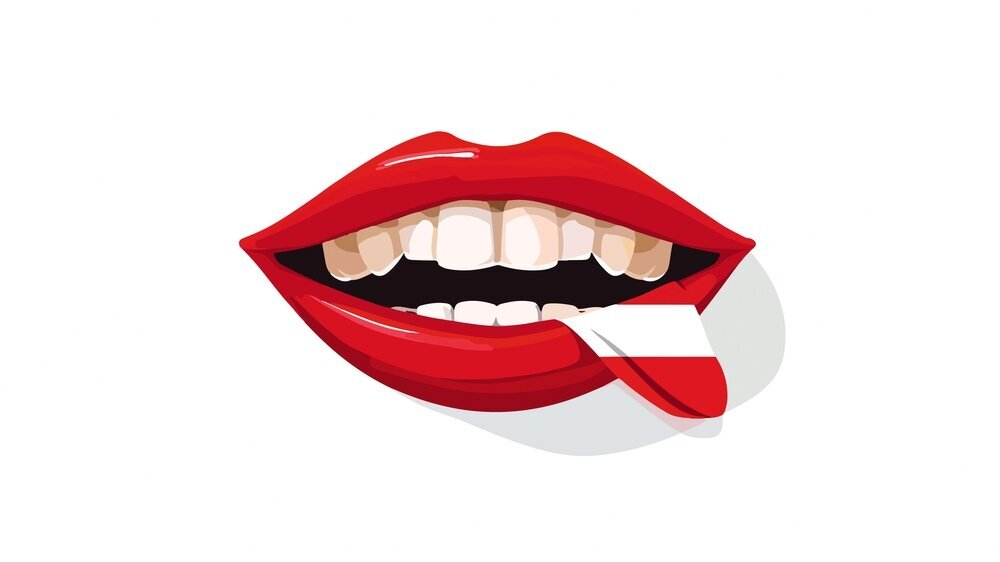 Austrian language tongue with flag Austria open woman Österreich Mund