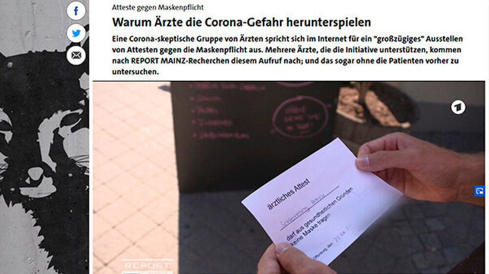 Bundesweit stellt eine Initiative von Ärztinnen und Ärzten nach Recherchen von Report Mainz ohne medizinische Begründung Atteste gegen die Maskenpflicht aus. Das ist Juristen zufolge strafbar.
