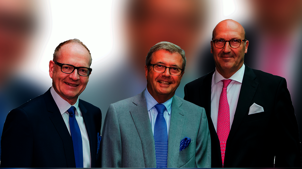 Dr. Wolfgang Eßer, Vorsitzender des Vorstandes der Kassenzahnärztlichen Bundesvereinigung; Martin Hendges, Stellvertretender Vorsitzender des Vorstandes der Kassenzahnärztlichen Bundesvereinigung; Dr. Karl-Georg Pochhammer, Stellvertretender Vorsitzend