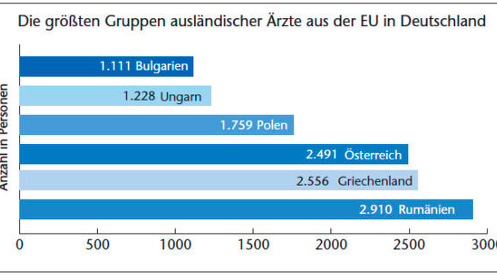 Grafik 1: Ein großer Teil der zugezogenen Ärzte kommt aus südosteuropäischen Ländern nach Deutschland. |