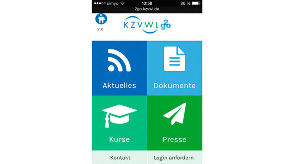 Mit der "App" der KZVWL können Praxisteams Informationen zu Fortbildungen, Abrechnungsdokumenten und Neuigkeiten mobil abrufen.