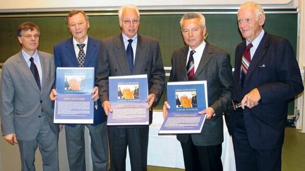 Von links nach rechts: Dr. Karl-Rudolf Stratmann, Prof. Dr. Franz Schübel, Prof. Dr. Dr. Rolf Endris, Prof. Dr. Dr. Rolf Singer, Dr. Dr. Klaus Rötzscher