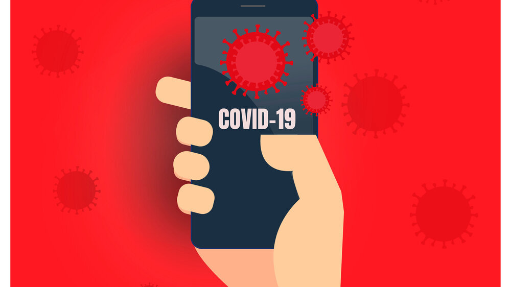 technology and corona virus. He says covid-19 on his mobile phone. Smartphone and coronavirus. Coronavirus smartphone aplication . technology and corona virus. He says covid-19 on his mobile phone. Smartphone and coronavirus. Coronavirus smartphone aplication .
