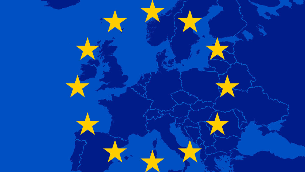 Karte von Ländern in Europa mit dem Symbol der Europäischen Union