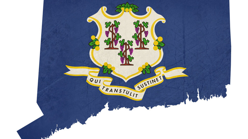 Grunge state of Connecticut flag map Connecticut