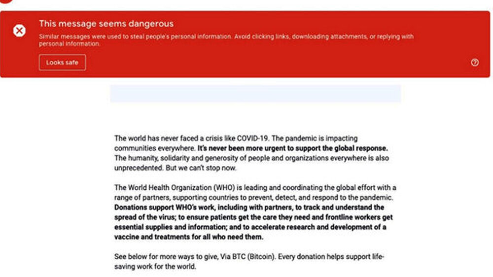 Vorsicht bei E-Mails mit Absender der Weltgesundheitsorganisation (WHO). Oft stecken betrüger dahinter. Sie nutzen die Masche, um Spendengelder zu erschleichen oder Schadsoftware zu installieren.