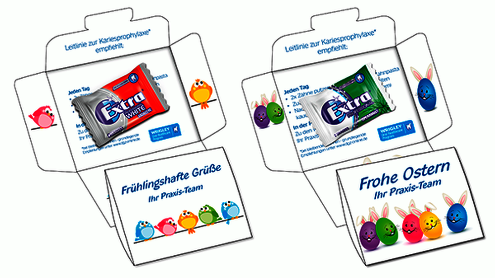Mit den drei Leitlinien-Tipps zur täglichen Kariesprophylaxe auf der Innenseite erinnern die Envelopes daran, beim Genuss auch an die Zähne zu denken.