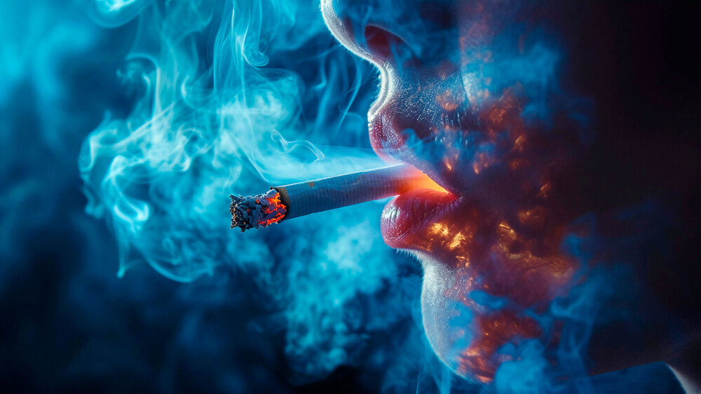 Lungs of a cigarette smoker, Generative AI Rauchen Krebs