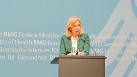 Bundesgesundheitsministerin Nina Warken (CDU) stellt am 22.4.2026 im BMG Notfallreform vor