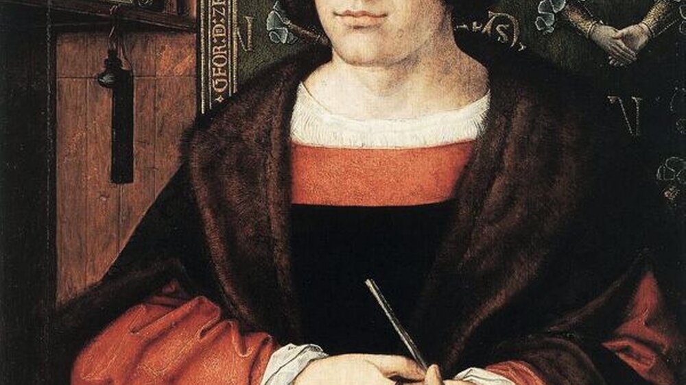 Bernaert van Orley (um 1488 bis 1541): Dr. med. Joris van Zelle, 1519, bei der Dokumentation seiner Arbeit