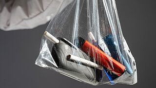 Electronic cigarettes and disposable vapes in a bag