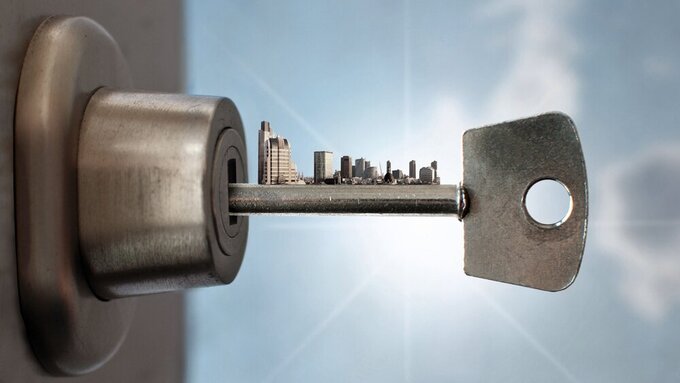 City skyline key opportunity Schlüssel mit Skyline