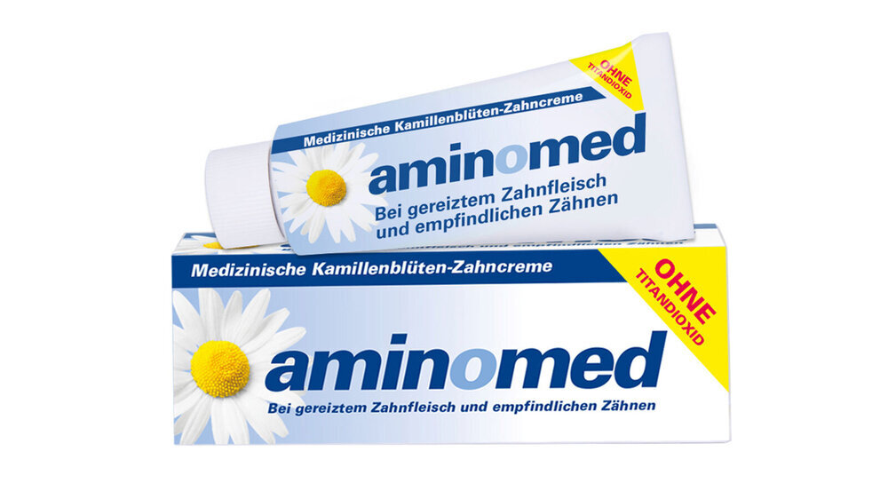 Natürlicher Zahnfleischschutz — Aminomed - Med. Kamillenblüten-Zahncreme bei empfindlichen Zähnen & gereiztem Zahnfleisch.