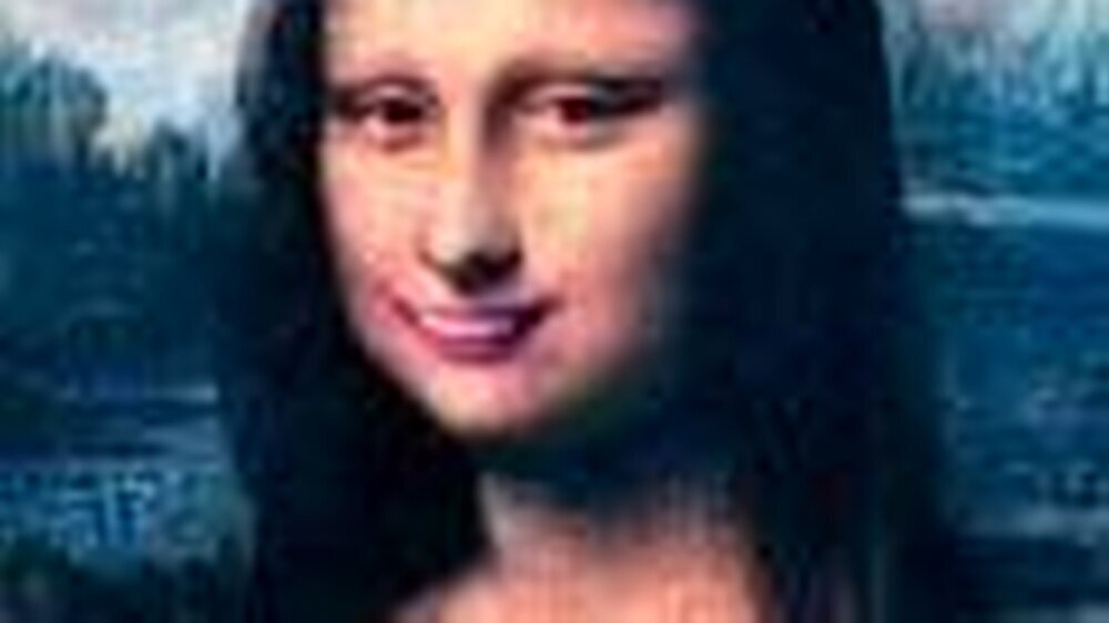 Mona Lisa zeigt in den zm die Zähne. Zahnschäden sind wahrscheinlich ein Grund, warum sie den Mund im Original geschlossen hält.