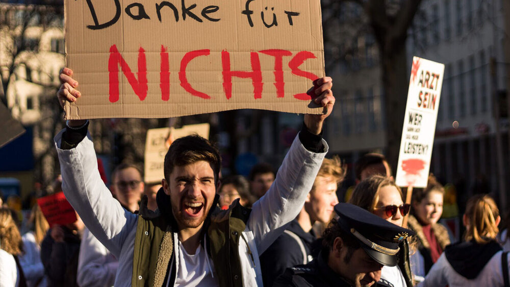 bvmd-Vizepräsident Malte Debbert zufolge gab es die größte Demonstration zum PJler-Aktionstag in München.