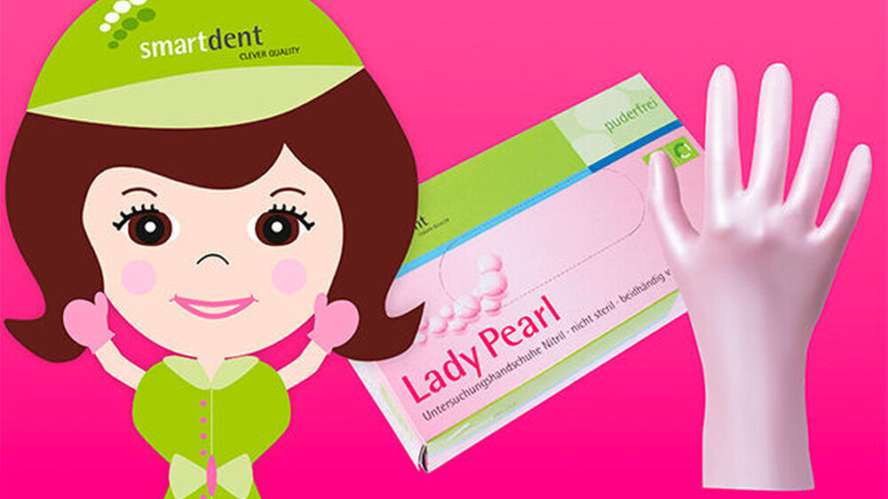 Ausgefallene Farbe plus gutes Tastgefühl: Die Lady Pearl Nitrilhandschuhe von smartdent neu bei minilu.de