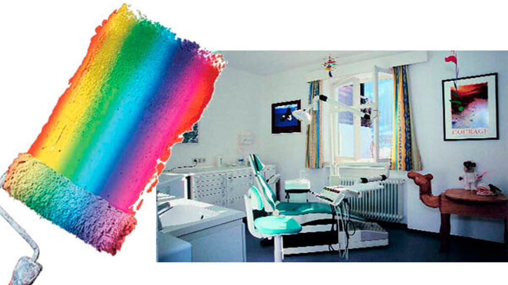 Bunte Tupfer gegen grauen Alltag – mit Farbgestaltung und Design lässt sich die Praxis zu einem Ort machen, an dem sich Patienten, Mitarbeiterinnen und Zahnarzt wohlfühlen.