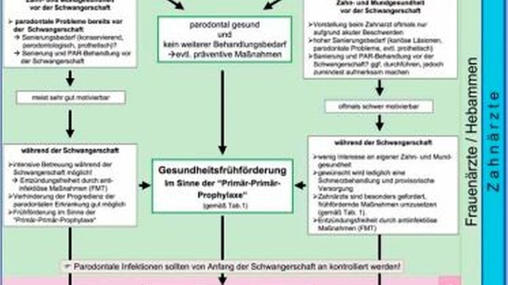 Abbildung 1: Zahnärztliche Betreuung vor, während und nach einer Schwangerschaft