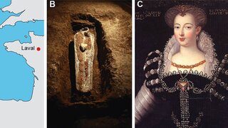 Skelettfund, Grab und Porträt von  Anne d'Alègre