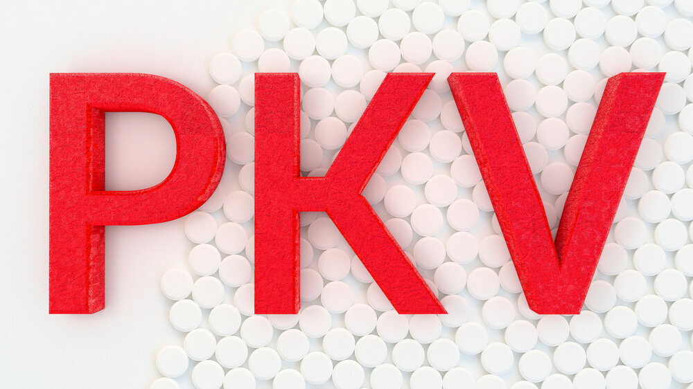 Schriftzug PKV in rot auf weißem Hintergrund Schriftzug PKV in rot auf weißem Hintergrund