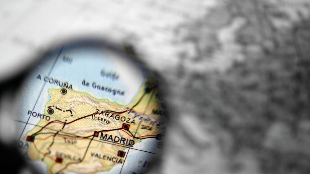 Loupe sur carte de l'Espagne. Lupe Landkarte Spanien