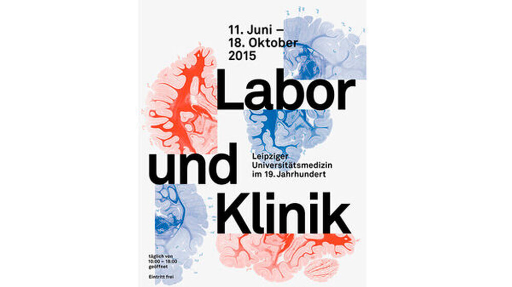 Das Plakat der Ausstellung weist auf die Bedeutung der Universität Leipzig auf dem Gebiet der Hirnforschung hin.