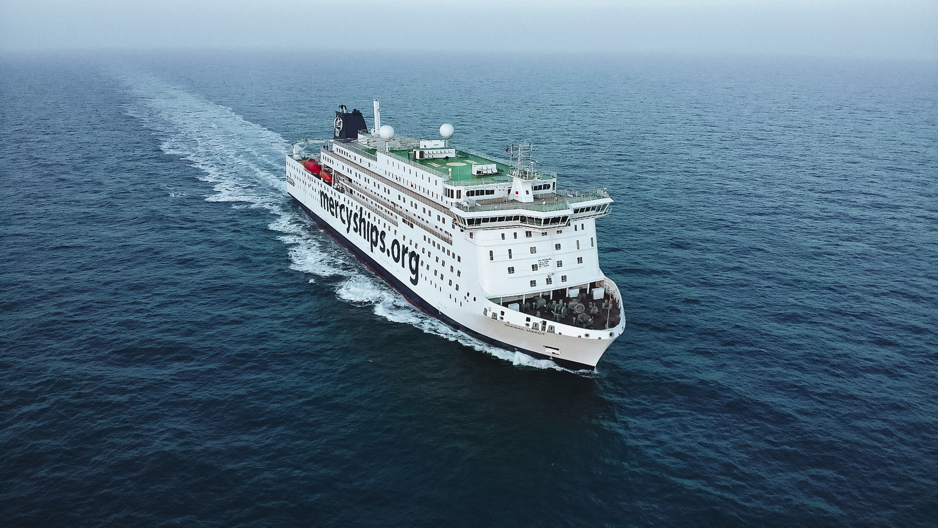 The Global Mercy sailing during Sea Trials. The Global Mercy sailing during Sea Trials.