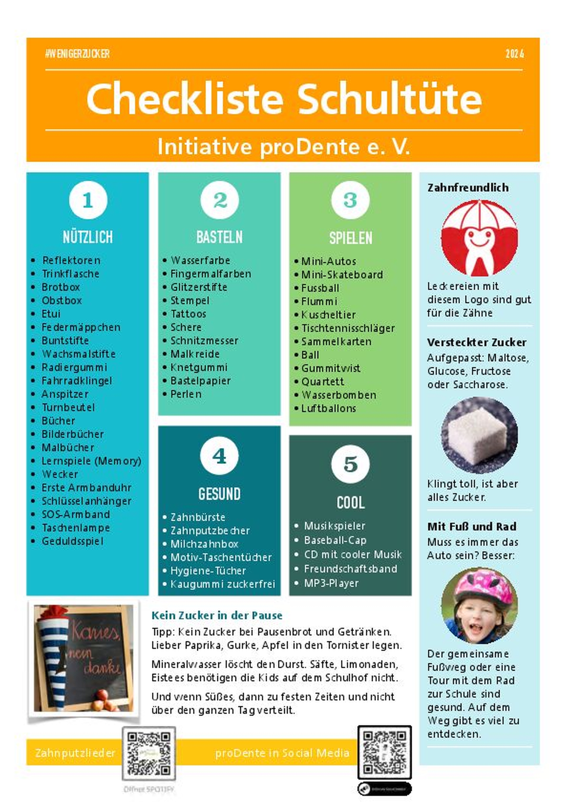 Checkliste für eine zahngesunde Schultüte
