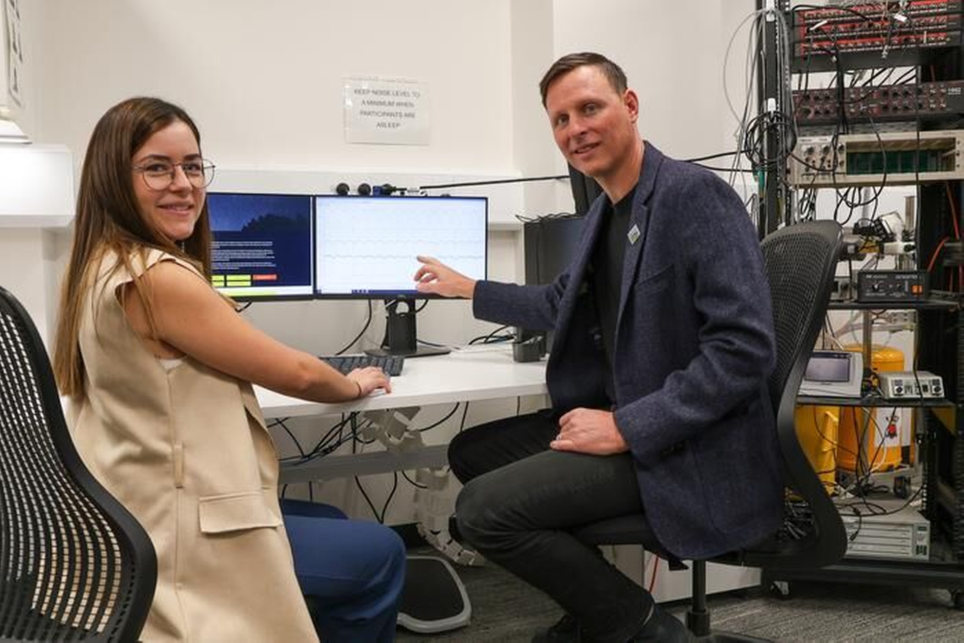 Dr Lucia Pinilla and Professor Danny Eckert, sleep experts, Adelaide Institute for Sleep Health and FHMRI Sleep Health, College of Medicine and Public Health, Flinders University